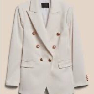 Elegant Cream Double-Breasted Women's Blazer